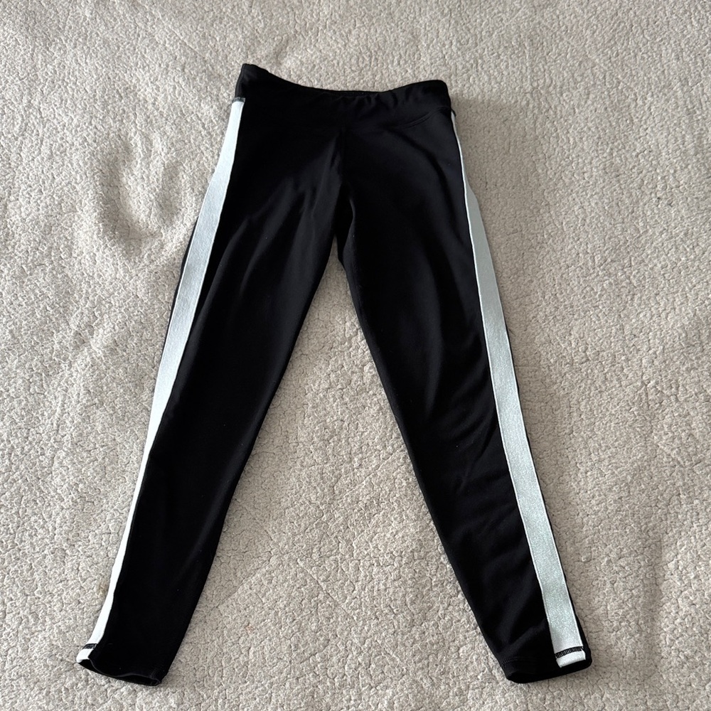 Spiritual Gangster Black Leggings with Silver Stripes